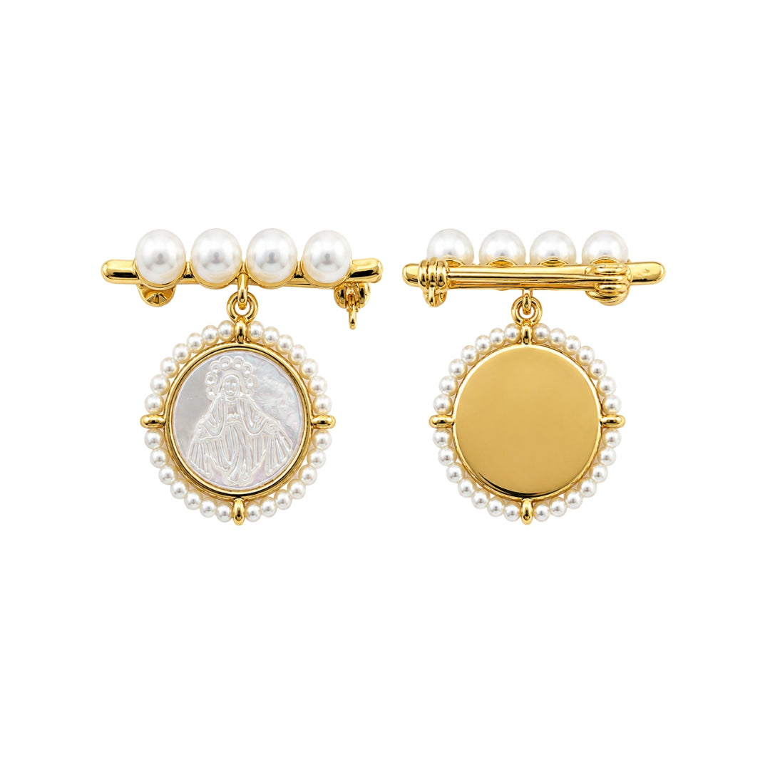 Broche "Medalla Milagrosa" Perla Madre