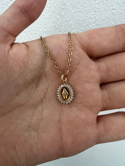 Collar “Medallita Milagrosa” con Zirconia