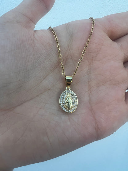 Collar “Medallita Milagrosa” con Zirconia