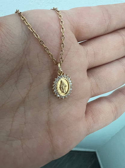 Collar “Medallita Milagrosa” con Zirconia