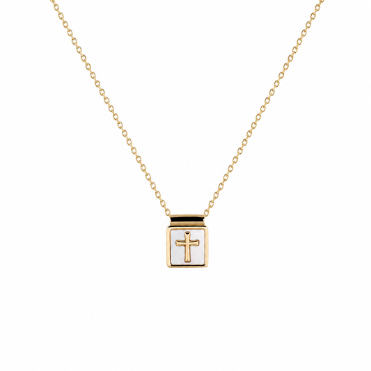 Collar "Cruz Mater” Perla Madre