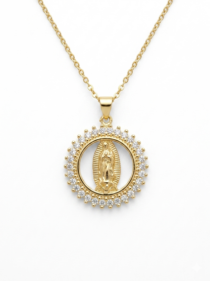 Collar “Virgen de Guadalupe” con Zirconia redonda
