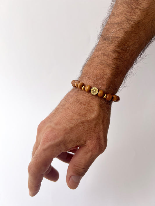 Saint Benedict Wood Bracelet