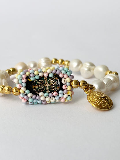 Pearl Bracelet Embroidered Scapular