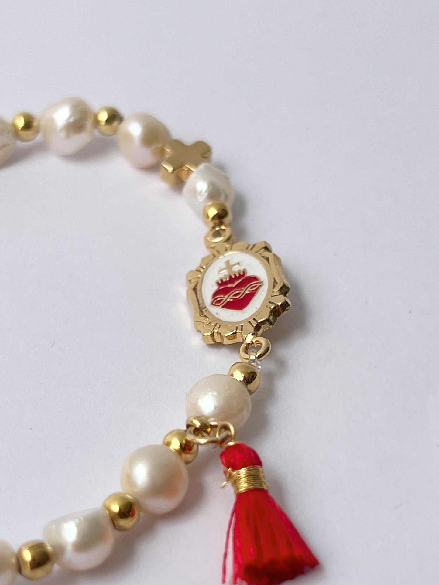 Sacred Heart Pearl Bracelet