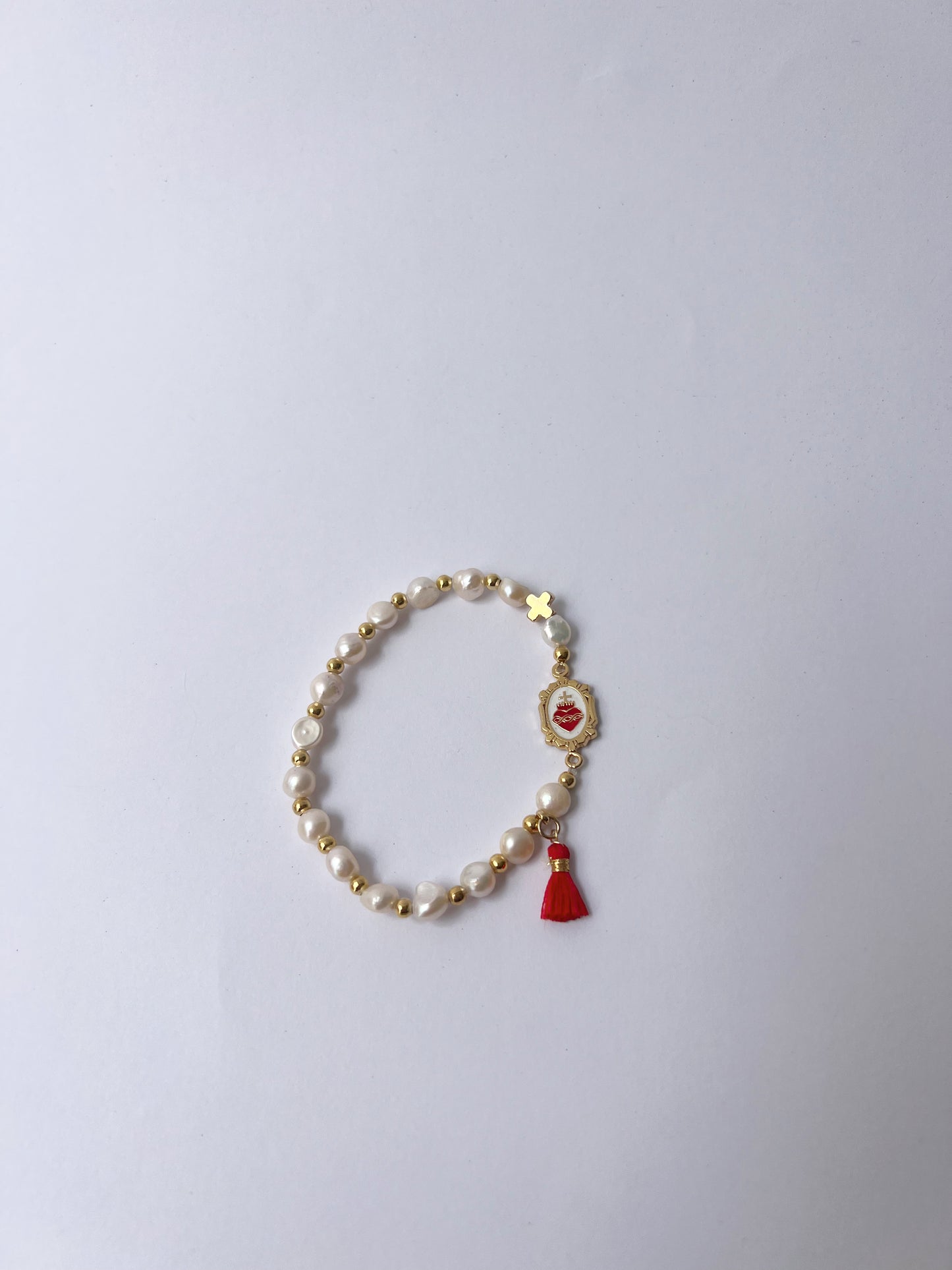 Pulsera Sagrado Corazón Perla