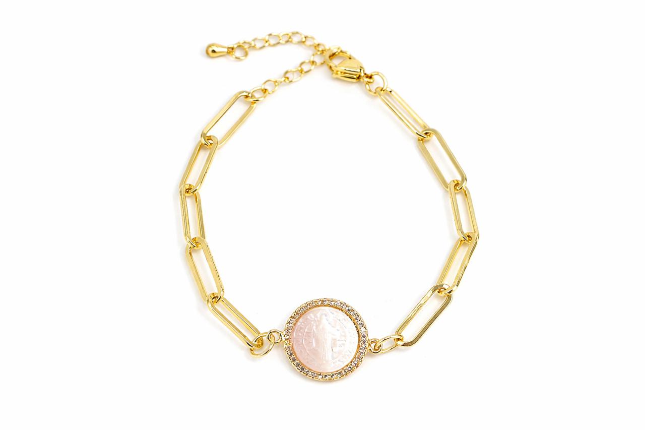 Pulsera "San Benito" Madre Perla