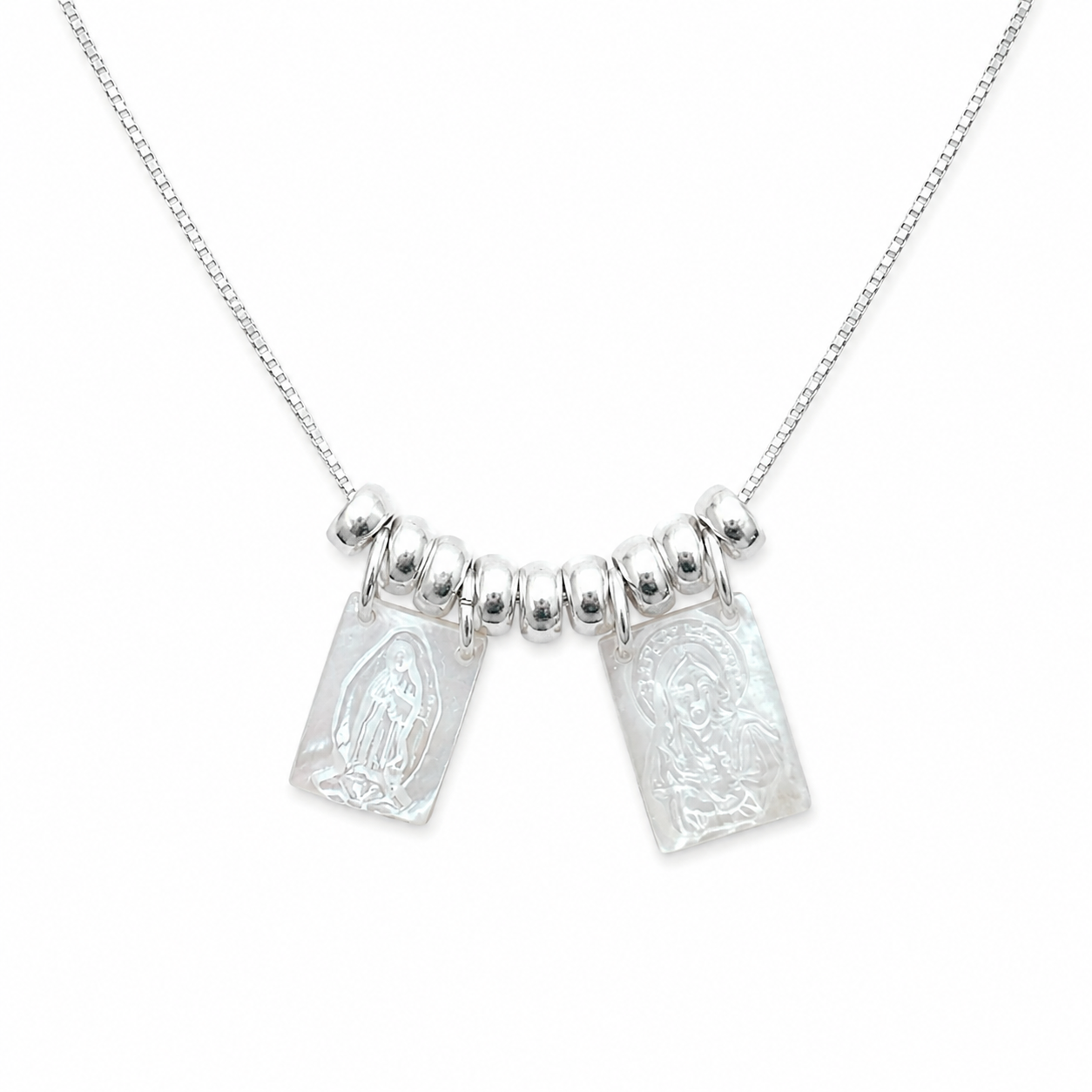 Collar Escapulario Perla Madre Plata 925